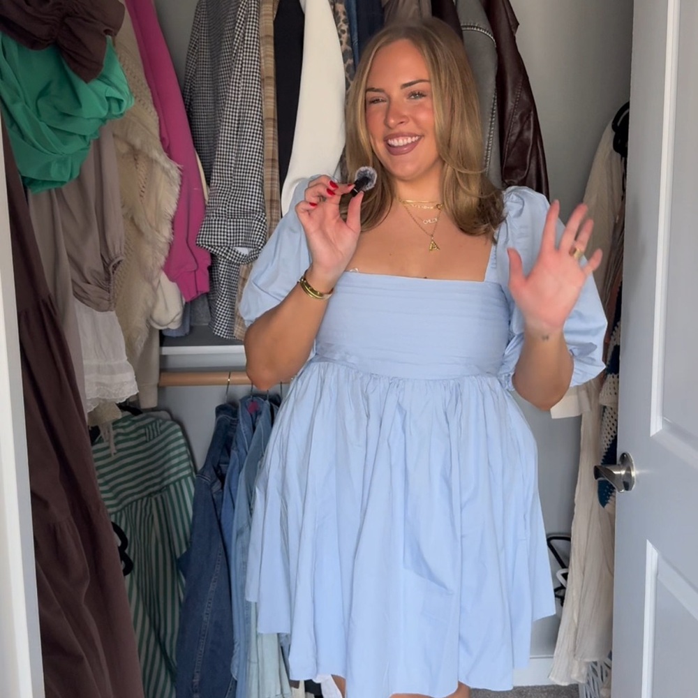 Abercrombie & Fitch Sky Blue Puff Sleeve Dress